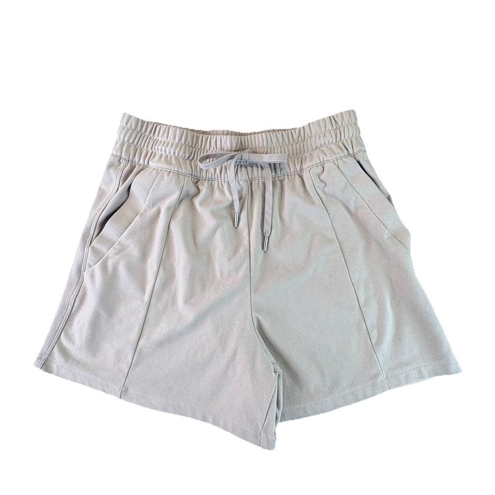 BCBG Women's Athletic Shorts Drawstring Elastic Waist, Pockets, Tan Beige Medium